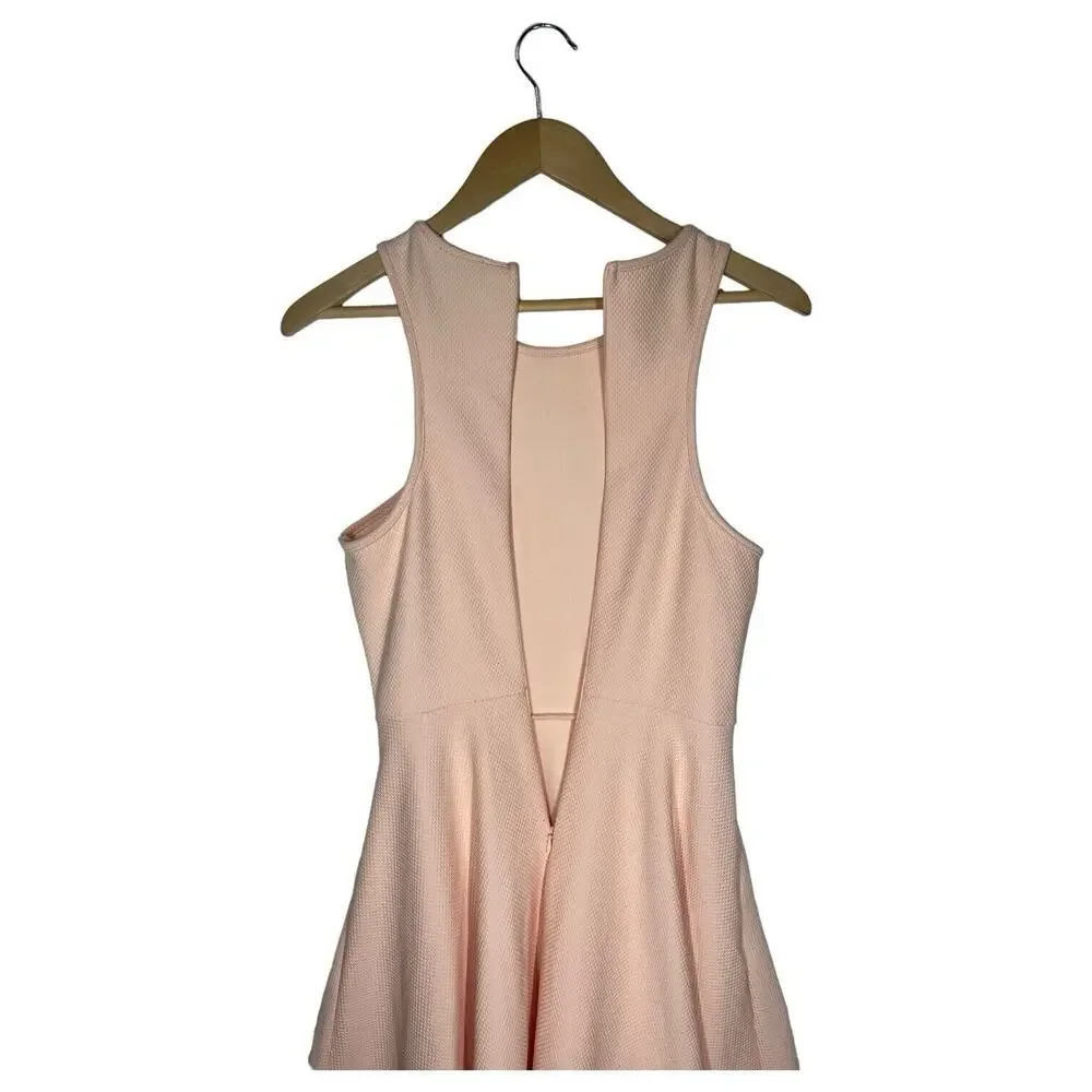 Lulus Dress Womens S Fit Flare Skater Sleeveless Textured Round Neck Lined Pink - Picture 10 of 13